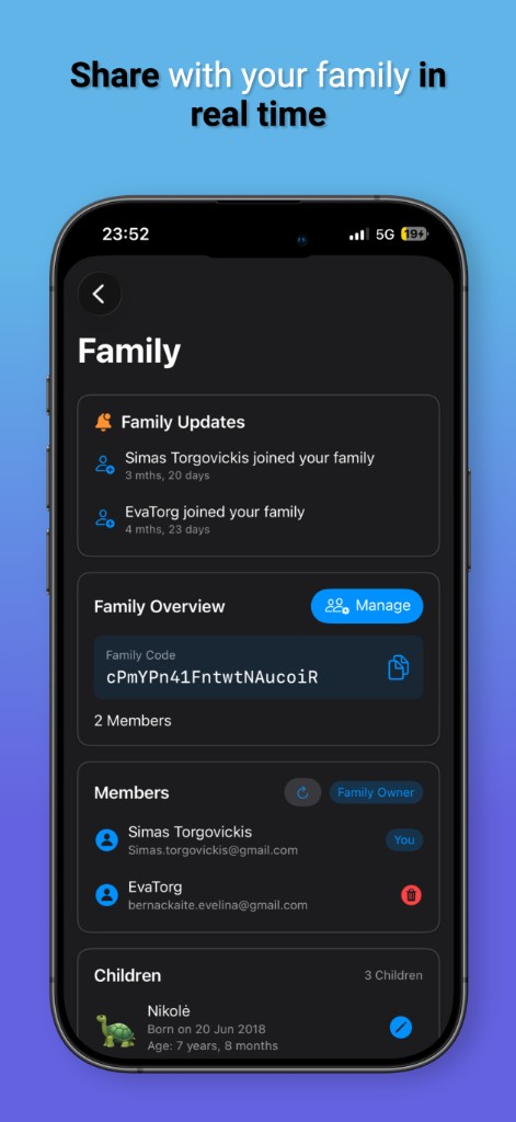 Share with your family in real time